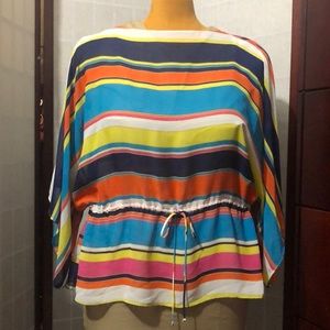 Chaps Semi Sheer Multi Colored Blouse